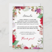 Invitation Floral Garden Douche par courrier Anniversaire (Dos)