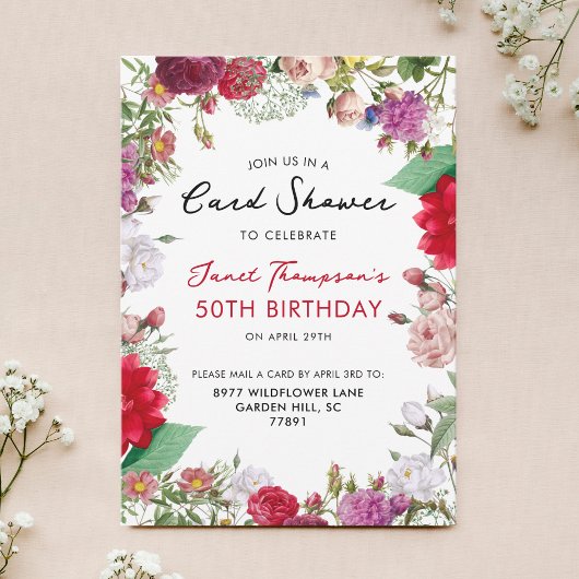 Invitation Floral Garden Douche par courrier Anniversaire