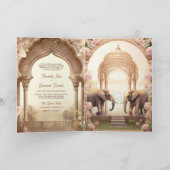 Invitation Floral Garden Elephants Indian Palace Wedding (Intérieur)