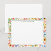 Invitation Floral Garden Monogram Note Card (Devant / Derrière)