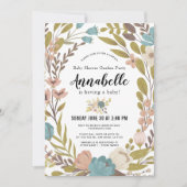 Invitation Floral Garden Party Baby shower virtuel blanc (Devant)