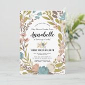 Invitation Floral Garden Party Baby shower virtuel blanc (Debout devant)