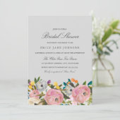 Invitation Floral Garden rose Grey Fête des mariées Invitatio (Debout devant)