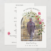 Invitation Floral Garland Butterflies Memorial Dear Ones (Devant / Derrière)