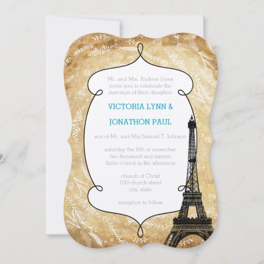 Invitation Floral Garland Paris Destination Mariage (Devant)