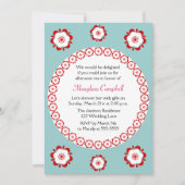 Invitation Floral Garland Turquoise Fête des mariées rouge (Devant)