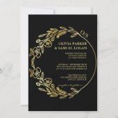 Invitation Floral Géométrique, QR Code, Monogramme Mariage ph (Devant)