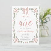Invitation Floral girl one birthday  (Debout devant)