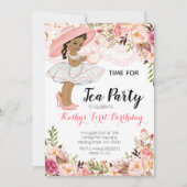 Invitation Floral Girl Tea Party Anniversaire Africain Améric (Devant)