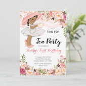 Invitation Floral Girl Tea Party Anniversaire Africain Améric (Debout devant)