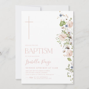 Invitation Floral Girls Baptism Christening