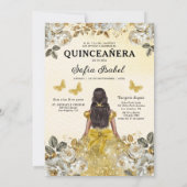 Invitation Floral Gold Bilingue espagnol Quinceanera (Dos)