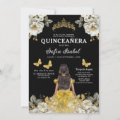 Invitation Floral Gold Bilingue espagnol Quinceanera (Dos)