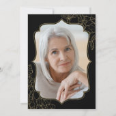 Invitation Floral Gold Black Photo 80th Birthday Party (Dos)
