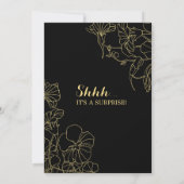 Invitation Floral Gold Black Surprise 50e fête d'anniversaire (Dos)