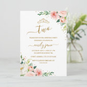 Invitation Floral Gold Blush Girl 2e fête d'anniversaire (Debout devant)