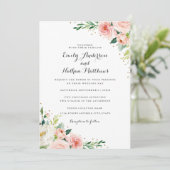 Invitation Floral Gold Blush Mariage (Debout devant)
