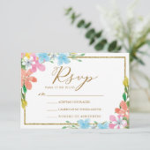 Invitation Floral Gold Bordure Nuestra Boda Mariage RSVP (Debout devant)