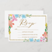 Invitation Floral Gold Bordure Nuestra Boda Mariage RSVP (Devant / Derrière)