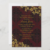 Invitation Floral Gold Dark Red 50 Fabuleux anniversaire (Dos)