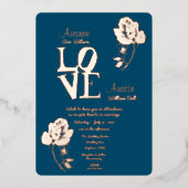 Invitation Floral Gold et Blue Foil (Recto)