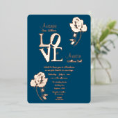 Invitation Floral Gold et Blue Foil (Debout devant)