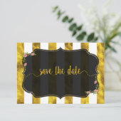 Invitation Floral Gold Foil Grille Mariage Enregistrer La Dat (Debout devant)