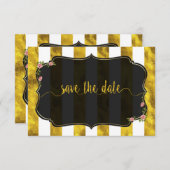 Invitation Floral Gold Foil Grille Mariage Enregistrer La Dat (Devant / Derrière)