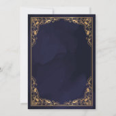 Invitation Floral Gold Frame Blue Navy Musulman islamique Mar (Dos)