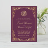 Invitation Floral Gold Frame Plum islamique musulman Mariage (Debout devant)