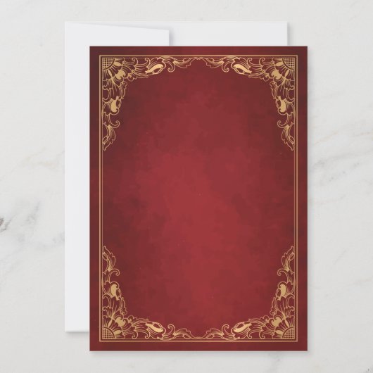 Invitation Floral Gold Frame Rouge musulman Mariage musulman (Dos)