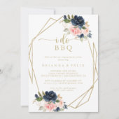 Invitation Floral Gold Géométrique I Do BBQ Engagement Party (Devant)