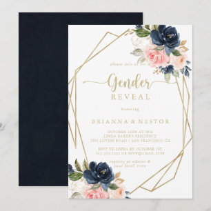 Invitation Floral Gold Géométrique Sexe RevevezParty