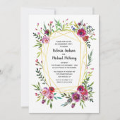 Invitation Floral Gold Geometry Crystal Engagement Party (Devant)