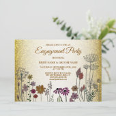 Invitation Floral Gold Glitter Wedding Engagement Party (Debout devant)