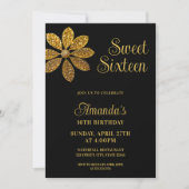 Invitation Floral Gold Parties scintillant Flower Sweet 16 An (Devant)