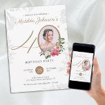 Invitation Floral Gold Photo 40th Birthday Party<br><div class="desc">Floral Gold Photo 40th Birthday Party Invitation. Une délicate et féminine à thème floral et botanique surprend l'invitation de fête de 40e anniversaire. Il présente de belles fleurs autour de la photo de la personne d'anniversaire avec un soupçon de classe vintage! Le concepteur est toujours prêt à aider, contactez-la si...</div>