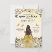 Invitation Floral Gold QR Code Princess Quinceanera (Devant)