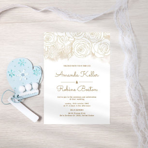 Invitation Floral Gold Simple Mariage