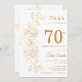 Invitation Floral Gold Surprise 70e anniversaire (Devant / Derrière)