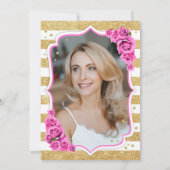 Invitation Floral Gold White Pink Photo 50e anniversaire (Dos)