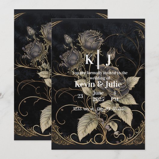 Invitation Floral gothique (Devant / Derrière)
