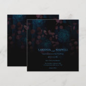 Invitation Floral gothique Fleurs Bleues Fleurs Bleues Bleues (Devant / Derrière)