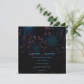 Invitation Floral gothique Fleurs Bleues Fleurs Bleues Bleues (Debout devant)
