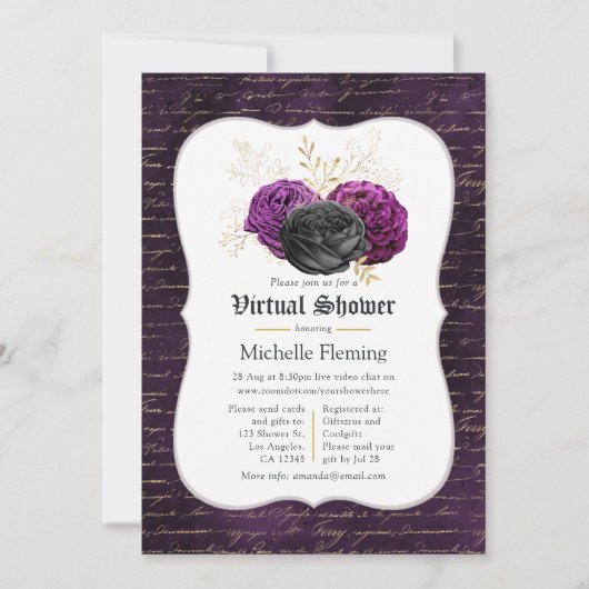 Invitation Floral Gothique Floral Fête des mariées virtuelle (Devant)