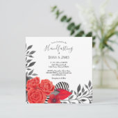 Invitation Floral gothique | Mariage à main rouge et noir (Debout devant)