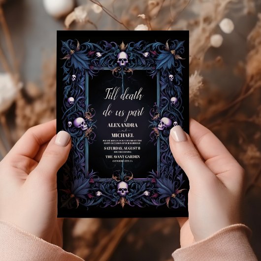 Invitation Floral Gothique Mariage d'Halloween