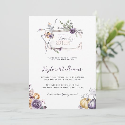 Invitation Floral gothique | Seize éffrayantes (Debout devant)