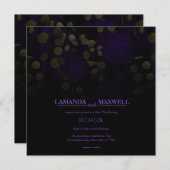 Invitation Floral gothique violet & or Feuilles à la main (Devant / Derrière)