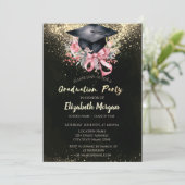 Invitation Floral Grad Cap, Bow Confetti Graduation Party (Debout devant)